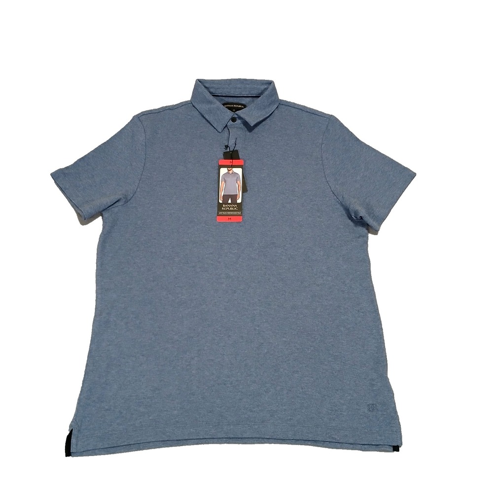 Banana Republic Men's Luxe Touch Performance Polo Shirt Short Sleeve Blue Size M